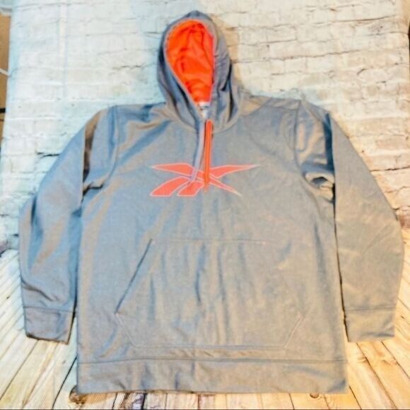 Reebok Hoodie Men's Sz.XL Gray Orange Retro ZigZag Technology‎ Pull Over Sweater - Picture 1 of 4